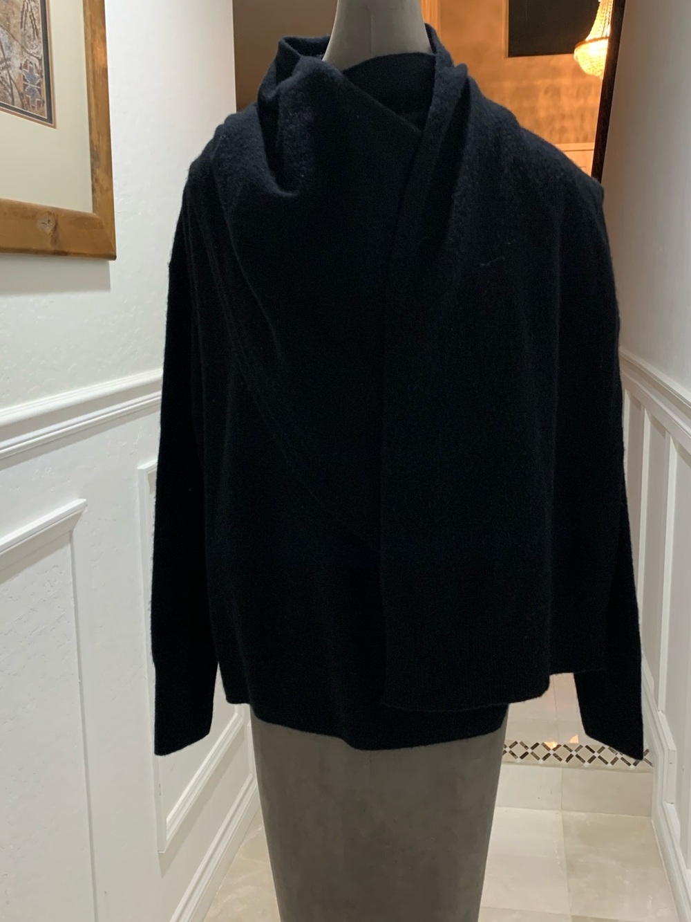 Vince Draped-Shawl Wool-Cashmere Sweater Size S